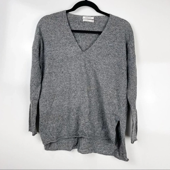 Aritzia Babaton Wool Linen Blend V-Neck Sweater Grey Women’s Size Small - Picture 1 of 11